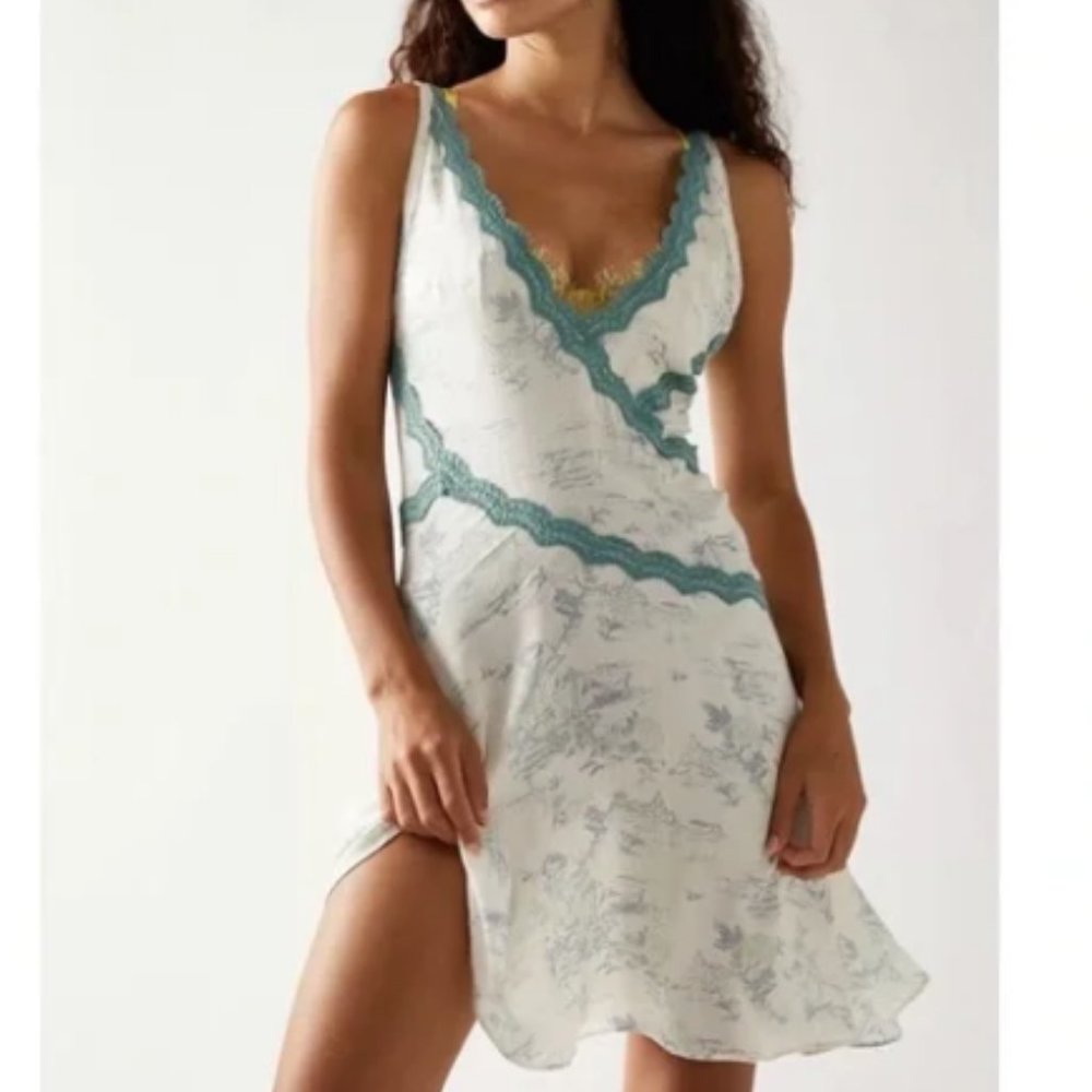 FREE PEOPLE INTIMATELY SLIP MY MIND SWAN PRINT DRESS